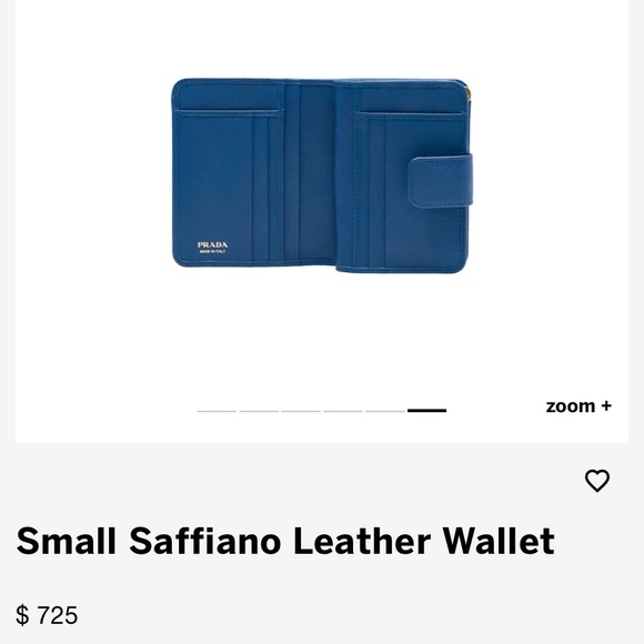 Prada small saffiano leather wallet in bluette. - Picture 6 of 8